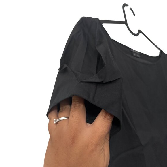 Theory Black Career Minimal Cotton Short Puff Sleeve Blouse Womens Small - Picture 3 of 6